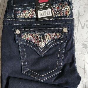 Miss Me Womens Signature Embellished Skinny Jeans Sz 26